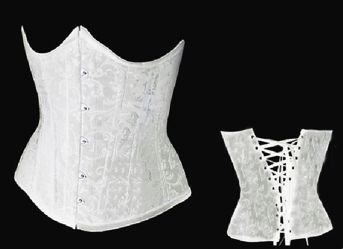 Слоновая кость Boned Underbust Корсет Цветочный атласный корсет без бретелек